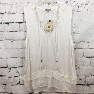 NWT Democracy off white top with ties